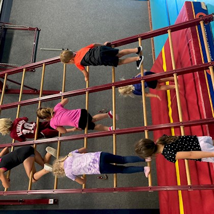 Gymnastiek, spel Angry Birds trefbal